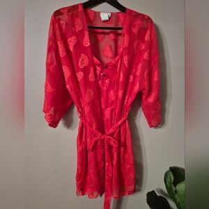Vintage Innermost Red Heart Print Nightie & Gown Matching Set